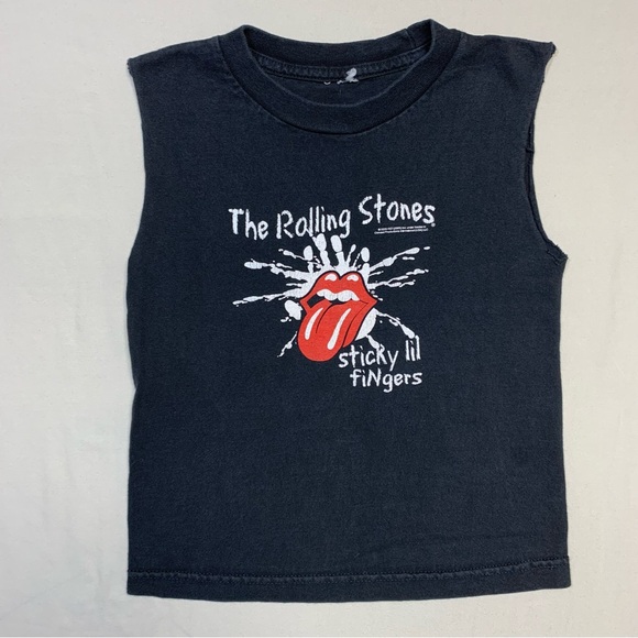 Vintage Rolling Stones TShirt Women’s XXS Crop Sticky Fingers Band Tee Tank Top - Picture 1 of 8